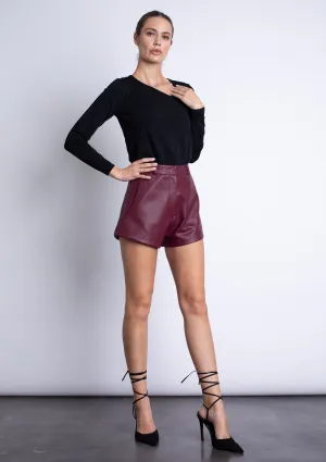 Alanna Vegan Leather Shorts - Malbec