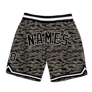 Custom Camo Black-White Authentic Salute To Service Basketball Shorts