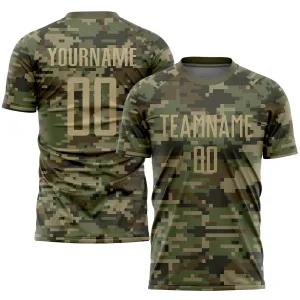 Custom Camo Vegas Gold-Olive Sublimation Salute To Service Soccer Uniform Jersey