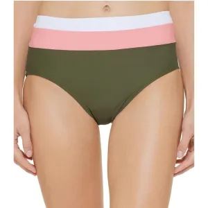 DKNY Colorblocked High-Waist Swim Bikini Bottoms Moss Green