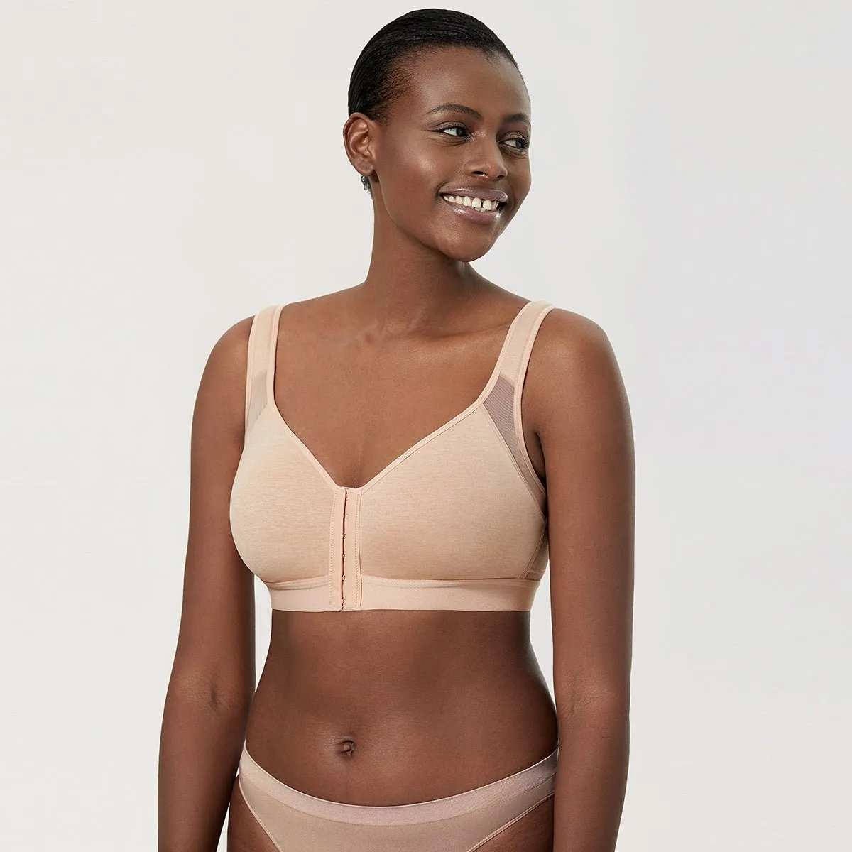 Extra Back Support Posture Wireless Apricot Full Coverage Bra