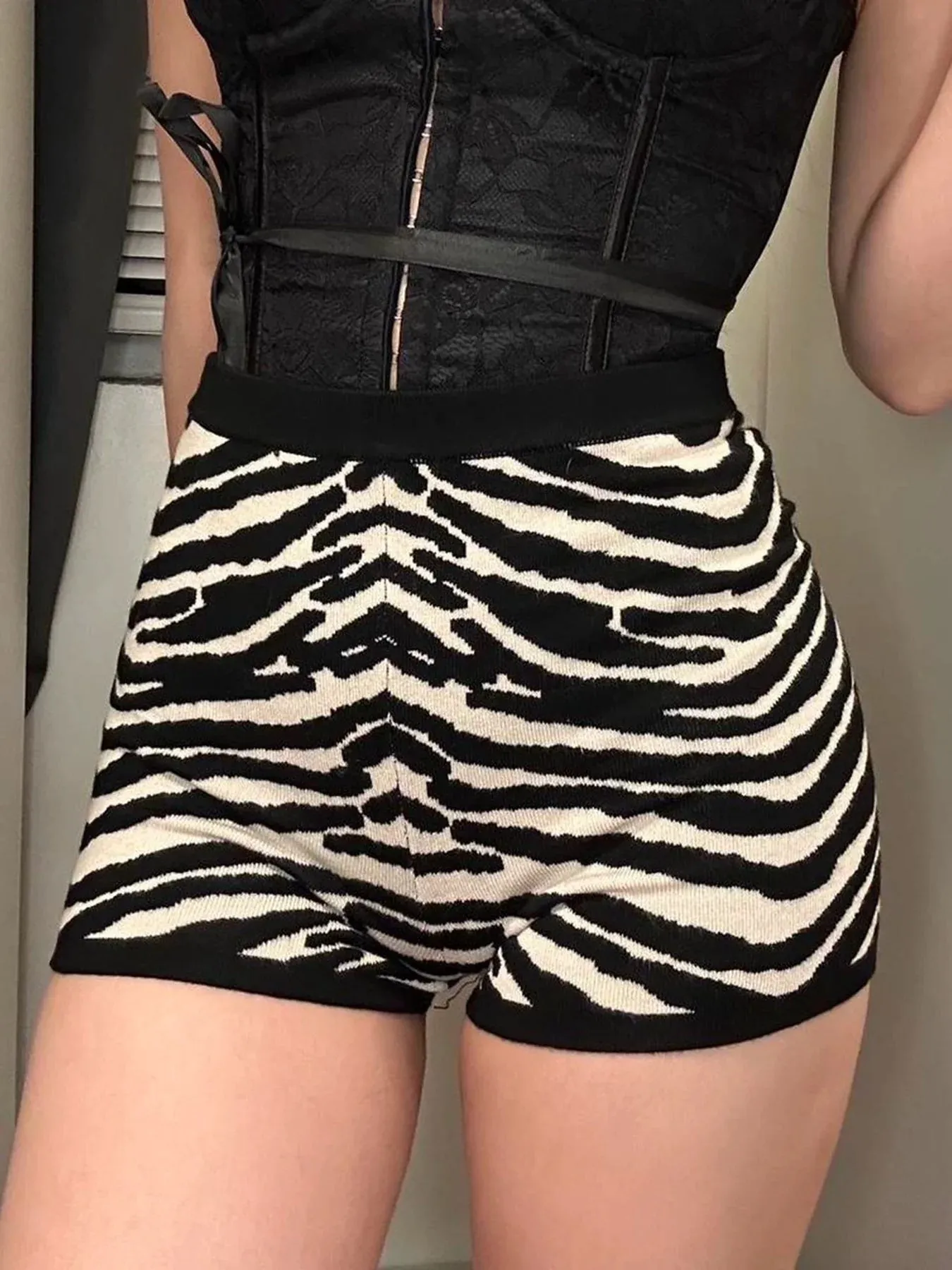 Harper Zebra Print Woolen Shorts