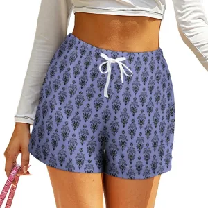 Haunted Mansion Wallpaper Women's High-Waisted Loose Shorts With Pockets