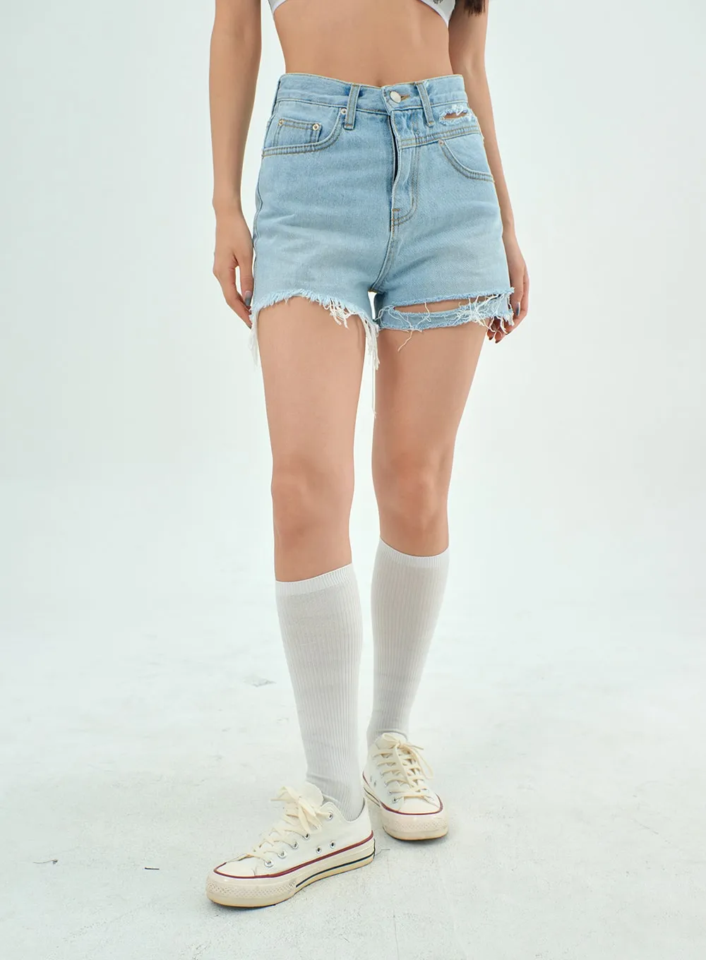 Ripped Denim Shorts BY303