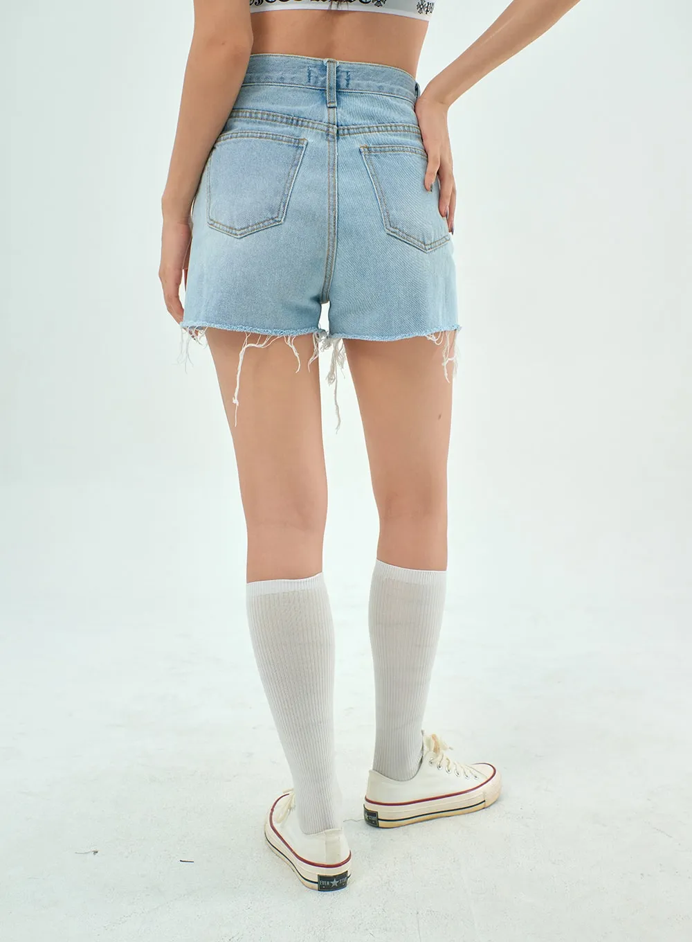 Ripped Denim Shorts BY303